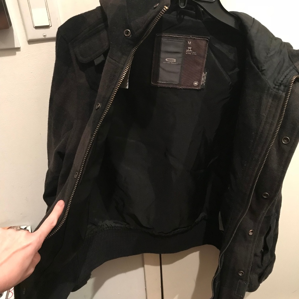 G STAR RAW Jacket Coat Plaid Wool Bomber Hood S M - Picture 9 of 9